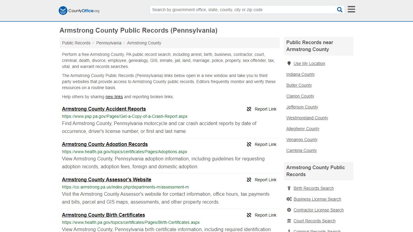 Armstrong County Public Records (Pennsylvania) - County Office