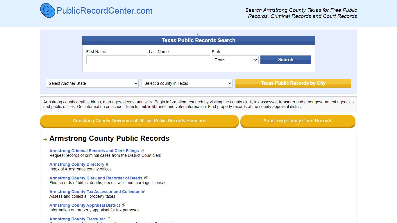 Armstrong County Texas Free Public Records - Court Records - Criminal ...